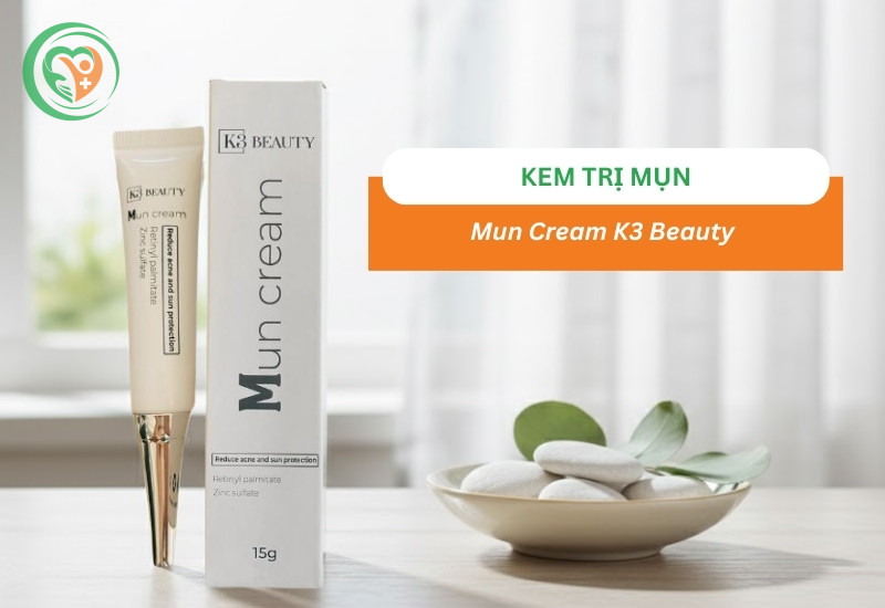 Kem dưỡng Mun Cream K3 Beauty giúp làm dịu nốt mụn, giảm vết thâm do mụn 