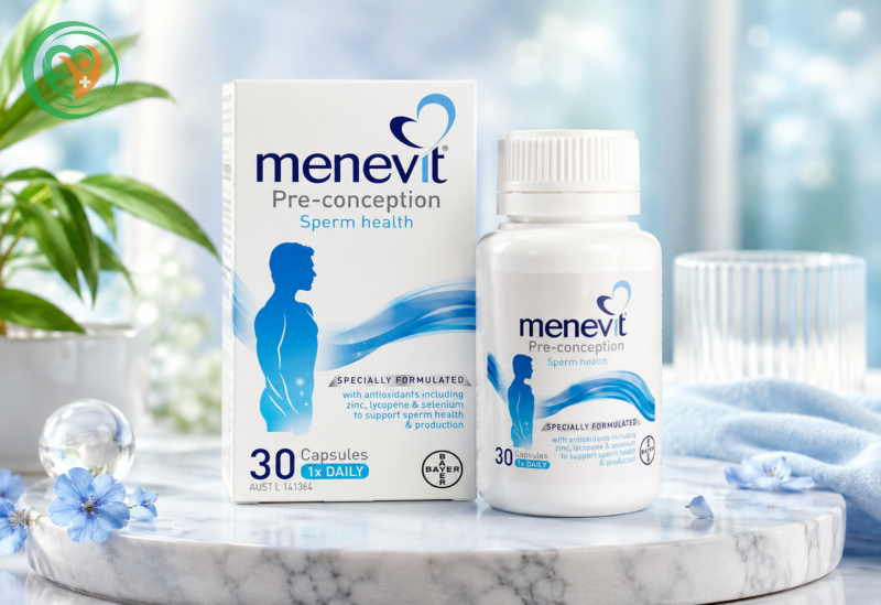 Viên uống cải thiện tinh trùng Menevit của Úc giúp tăng khả năng thụ thai tự nhiên (Hộp 90 viên)