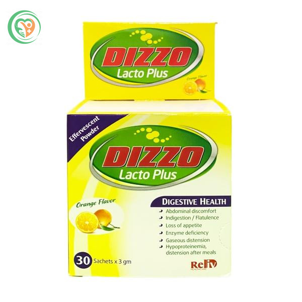 Dizzo Lacto Plus hỗ trợ giảm đầy hơi, khó tiêu (Hộp 30 gói)