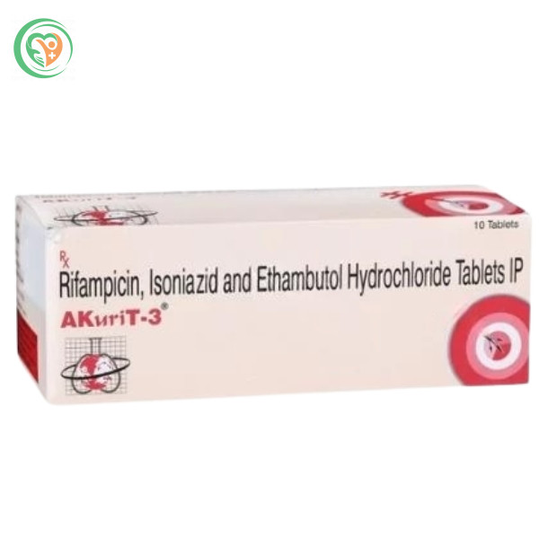 Thuốc Akurit-3 điều trị lao phổi (Hộp 15 vỉ x 6 viên)