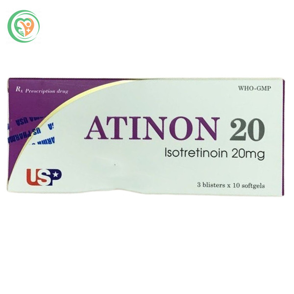 Thuốc Atinon 20 điều trị bệnh trứng cá nặng (Hộp 3 vỉ x 10 viên)