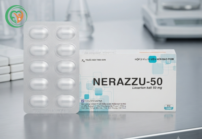 Thuốc Nerazzu 50 Davipharm điều trị tăng huyết áp (3 vỉ x 10 viên)
