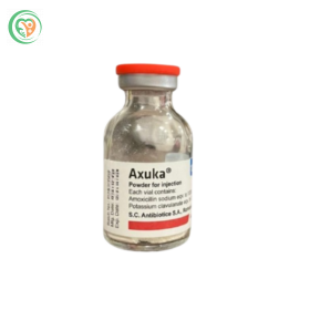 Thuốc Axuka được dùng để điều trị các bệnh nhiễm khuẩn đường hô hấp trên và dưới, da và mô mềm, tiết niệu và sinh dục (Hộp 50 lọ)