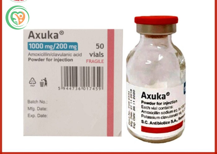 Thuốc Axuka được dùng để điều trị các bệnh nhiễm khuẩn đường hô hấp trên và dưới, da và mô mềm, tiết niệu và sinh dục (Hộp 50 lọ)