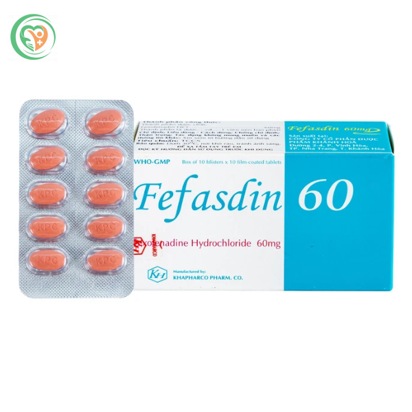 Thuốc Fefasdin 60 Khapharco điều trị viêm mũi dị ứng, mày đay mạn tính vô căn (10 vỉ x 10 viên)