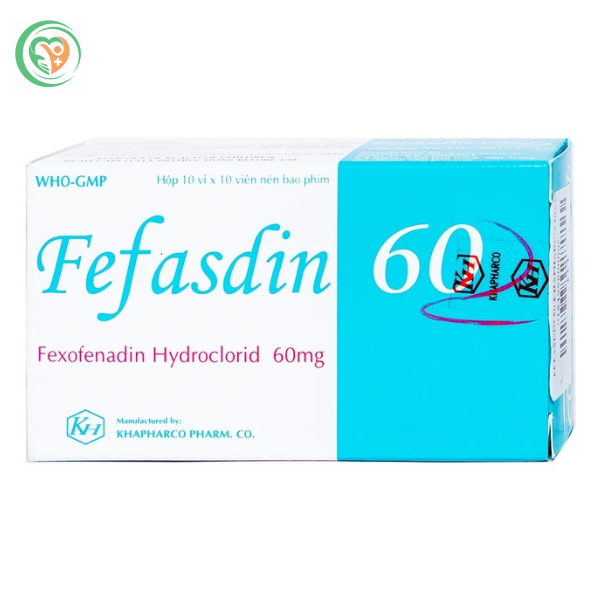 Thuốc Fefasdin 60 Khapharco điều trị viêm mũi dị ứng, mày đay mạn tính vô căn (10 vỉ x 10 viên)