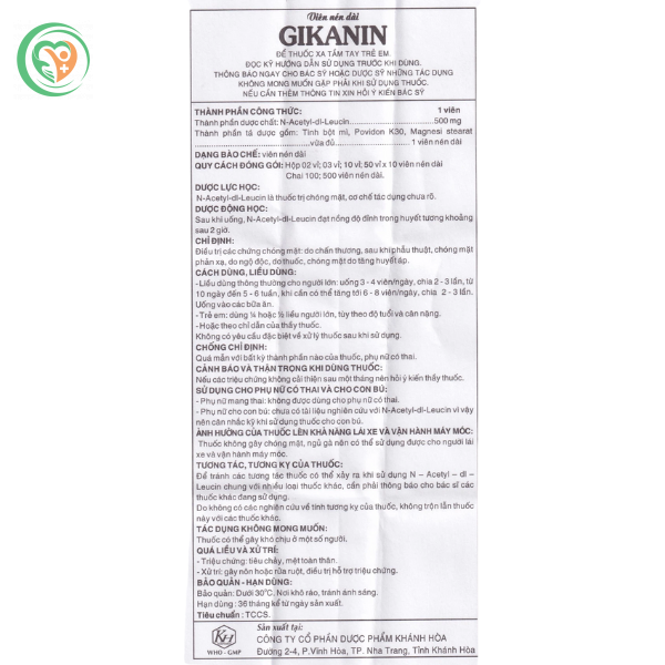 Toa - Thuốc Gikanin 500mg Khapharco điều trị chứng chóng mặt