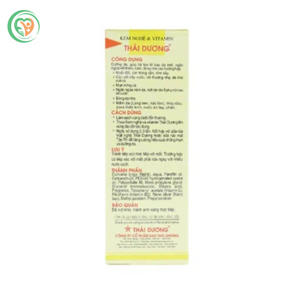 Kem nghệ và vitamin Thái Dương Nano Bạc dưỡng da, nhanh liền sẹo, mờ vết thâm, nám (Tuýp 20g) - Ảnh 2