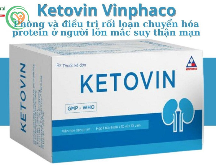 Ketovin phòng, trị rối loạn chuyển hóa protein ở suy thận mạn (10 vỉ x 10 viên)