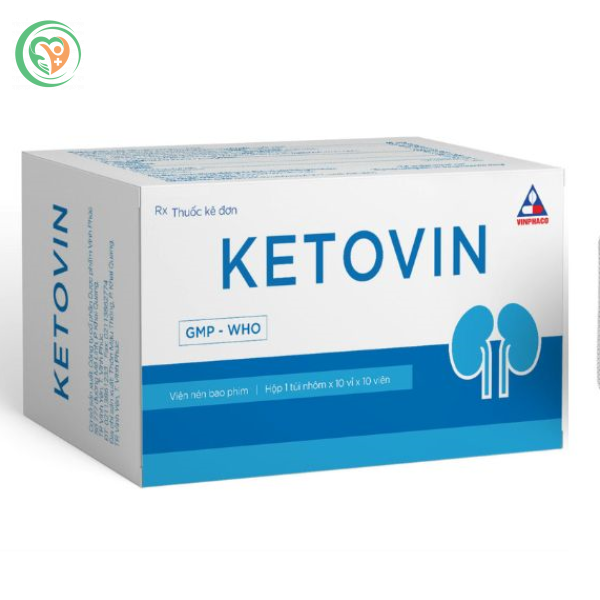 Ketovin phòng, trị rối loạn chuyển hóa protein ở suy thận mạn (10 vỉ x 10 viên)