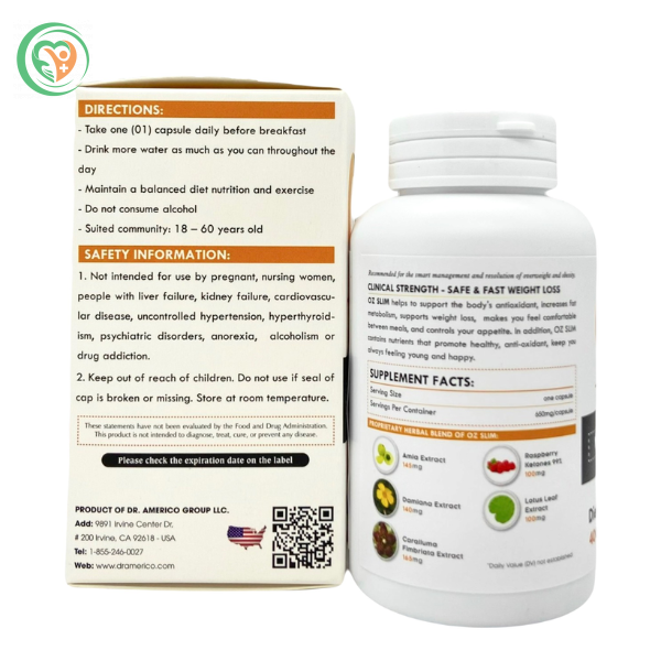 Viên uống Oz Slim giúp giảm cân, đốt cháy mỡ thừa (Hộp 40 viên) - Ảnh 3