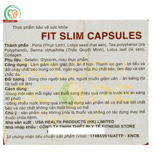 Viên uống giảm cân Fit Slim Capsules (Hộp 30 viên) - Ảnh 4