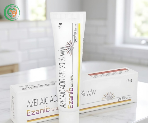 Gel trị mụn giảm thâm Ezanic Gel 20% Azelaic Acid (Hộp 1 tuýp 15g)