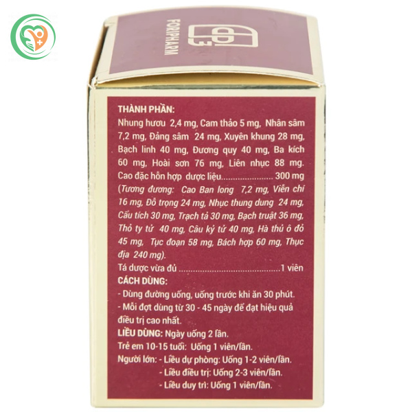 Sâm Nhung Bổ Thận TW3 dưỡng huyết tư âm, bổ thận, cố tinh (Hộp 30 viên) - Ảnh 4