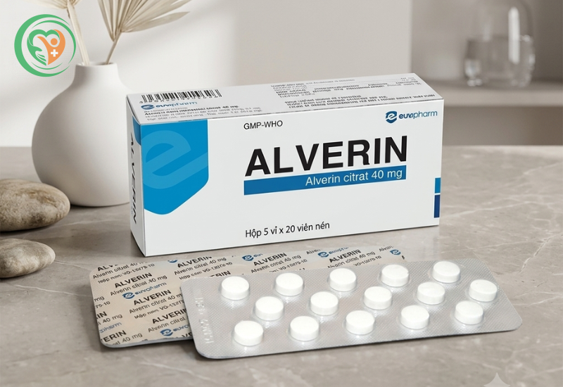 Thuốc Alverin 40mg Euvipharm điều trị co thắt cơ trơn hiệu quả (Hộp 5 vỉ x 20 viên)