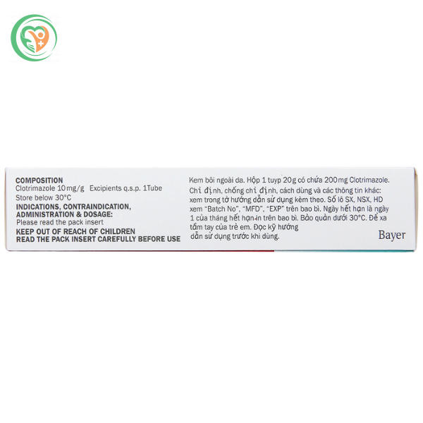 Kem bôi Canesten Cream 1% điều trị các bệnh nhiễm nấm ngoài da (Tuýp 20g) - Ảnh 3