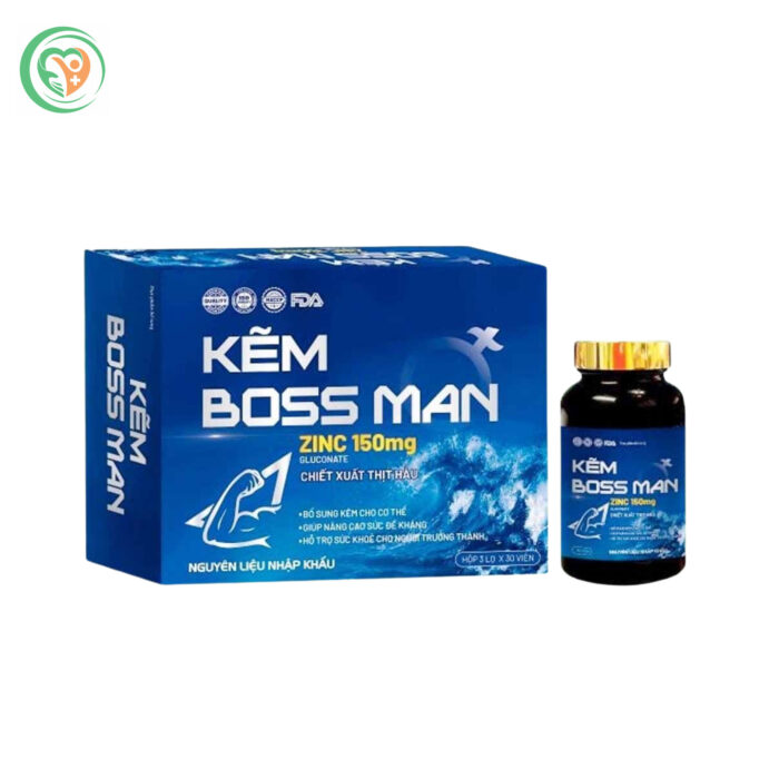Viên uống Boss Man Tre Việt bổ sung kẽm tăng đề kháng (Hộp 3 lọ x 30 viên)