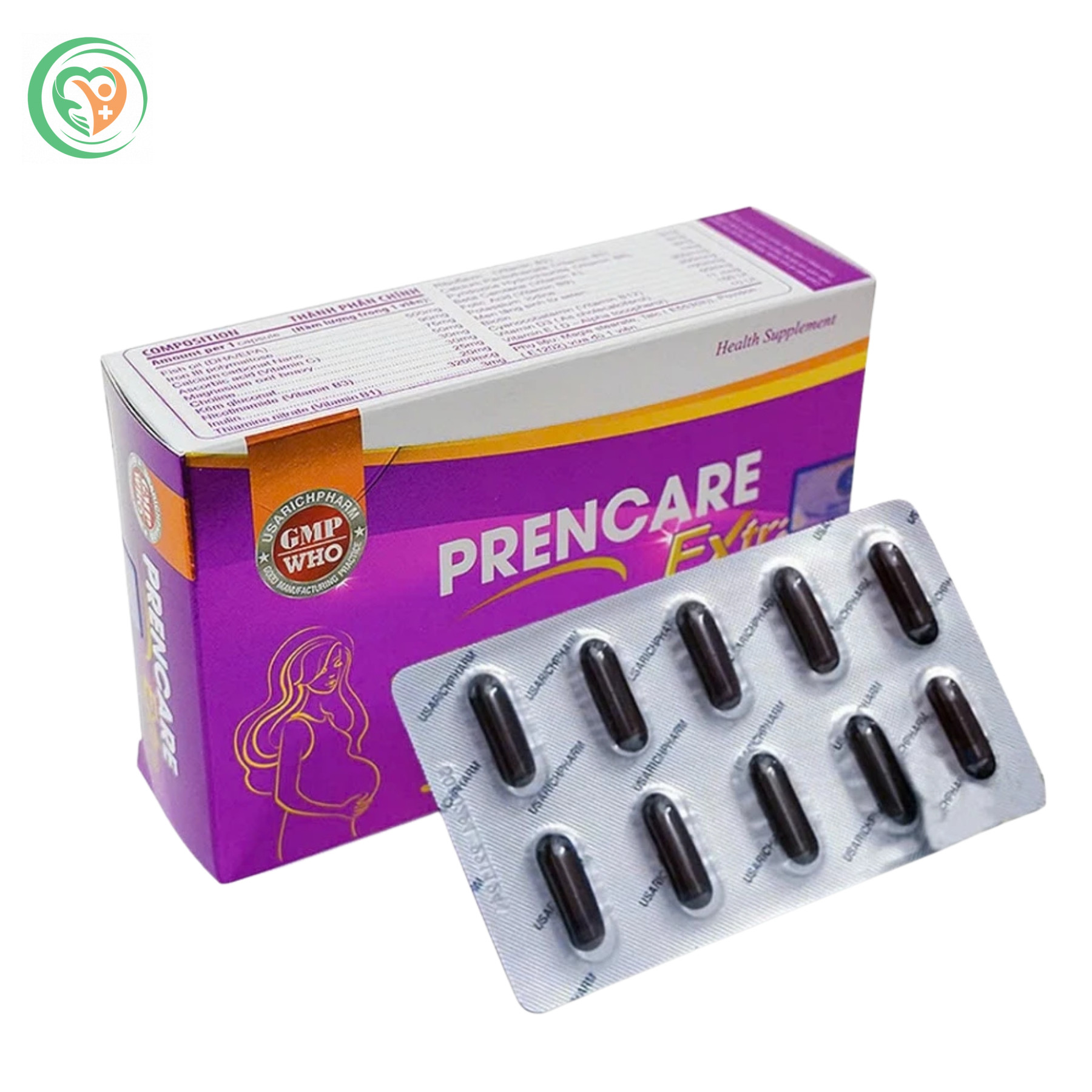 Viên uống Prencare Extra bổ sung sắt, acid folic & DHA cho mẹ bầu (Hộp 30 viên)