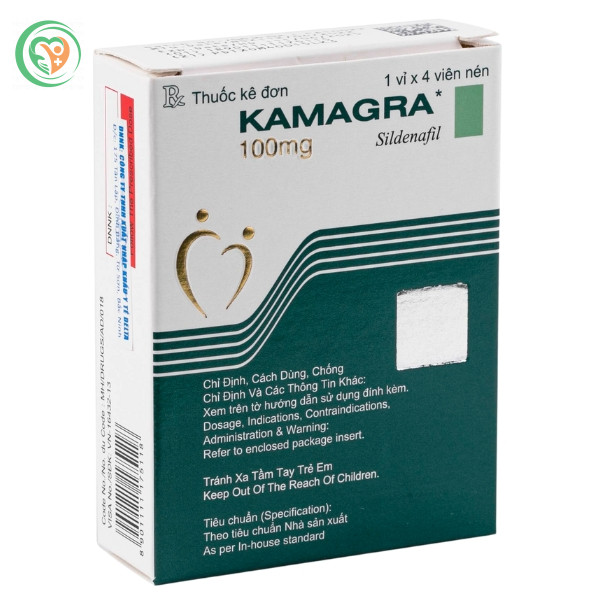 Thuốc Kamagra 100mg điều trị rối loạn cương dương ở nam giới (Hộp 1 vỉ x 4 viên)