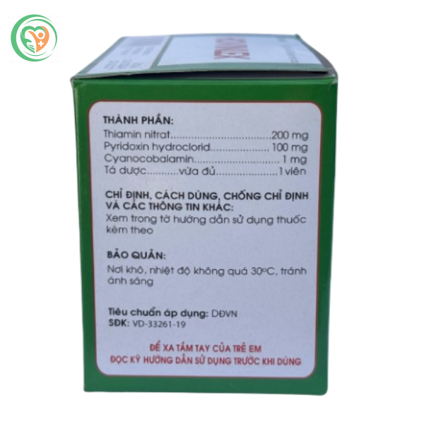 Thuốc Hovinlex bổ sung vitamin nhóm B cho cơ thể, giúp phòng ngừa và điều trị tình trạng viêm dây thần kinh (Hộp 10 vỉ x 10 viên)