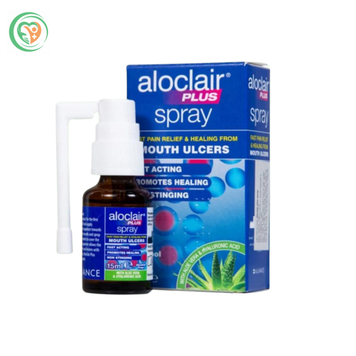 Chai xịt Aloclair Plus Spray hỗ trợ làm dịu, bảo vệ vết loét miệng (Lọ 15ml)