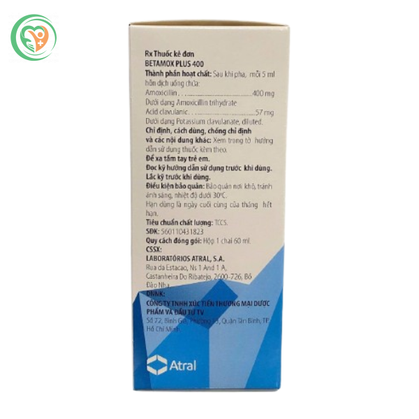 Thuốc Betamox Plus 400 điều trị nhiễm khuẩn mức độ nhẹ đến nặng cho trẻ em ( Hộp 1 chai 60ml)