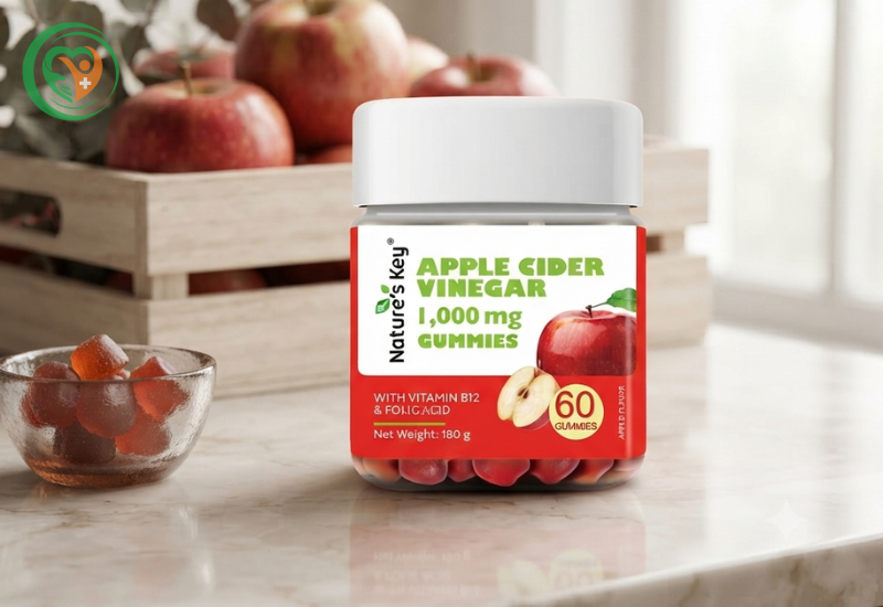 Kẹo dẻo giấm táo Nature's Key Apple Cider Vinegar Gummies hỗ trợ kiểm soát cân nặng (Hộp 60 viên)