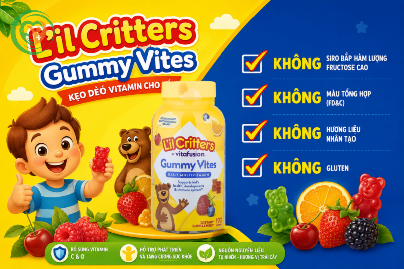Kẹo dẻo vitamin cho bé L'il Critters Gummy Vites Daily Multivitamin