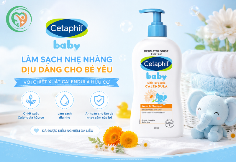 Sữa tắm Cetaphil Baby Wash và Shampoo với Hoa cúc Calendula hữu cơ (chai 400ml)