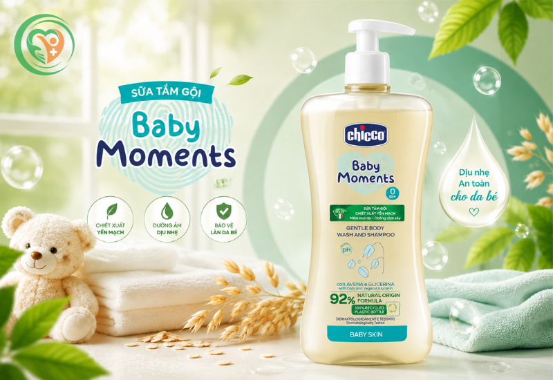 Sữa tắm gội chiết xuất yến mạch 0M+ Chicco làm sạch dịu nhẹ, dưỡng ẩm da và tóc cho bé (Chai 500ml)