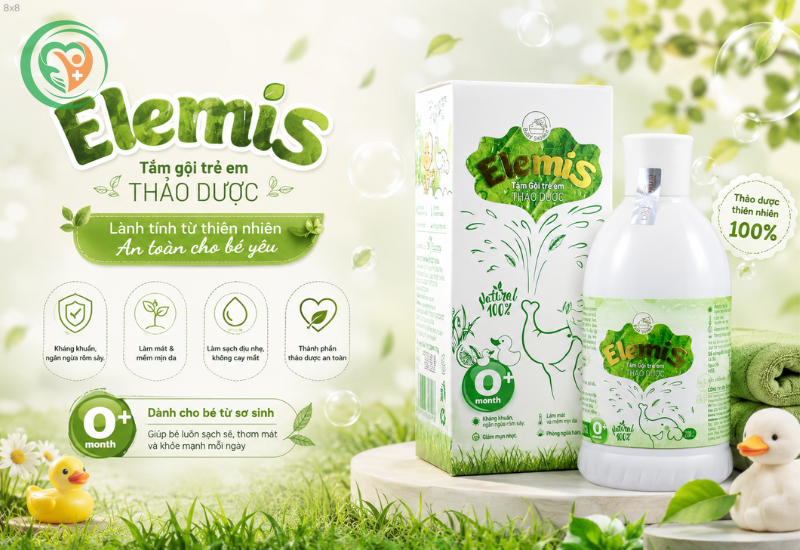 Sữa tắm thảo dược Elemis làm sạch dịu nhẹ, hỗ trợ phòng ngừa rôm sảy và hăm tã cho bé (Chai 200ml)