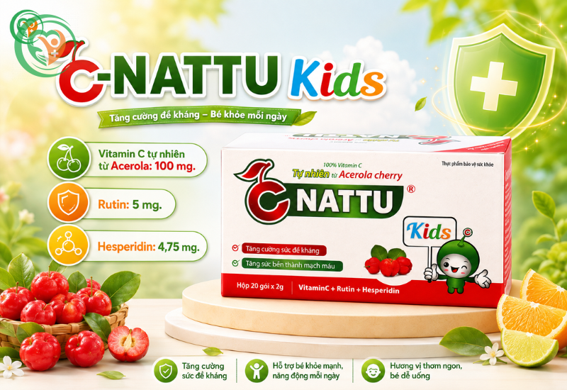 Vitamin C cho bé gói hòa tan C-NATTU Kids