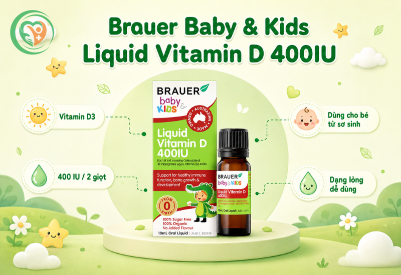 Vitamin D cho bé Brauer Baby & Kids Liquid Vitamin D 400 IU