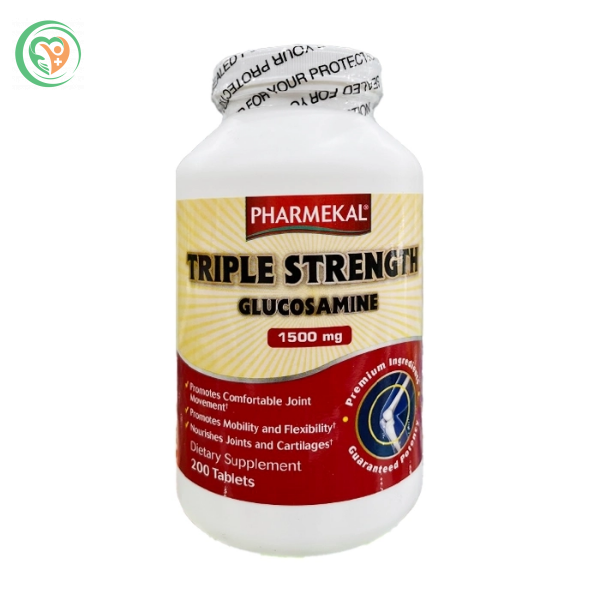Viên uống Pharmekal Triple Strength Glucosamine 1500mg hỗ trợ phục hồi và bảo vệ sụn khớp (Chai 200 viên)